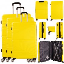 T-HC-12 YELLOW SET OF 3 TRAVEL TROLLEY SUITCASE