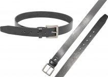2742 BLACK 1.25" Leather Look Belt with Nickle Bckl XL (40"-44")