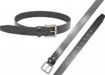 2742 BLACK 1.25" Leather Look Belt with Nickl Bckl XXL (44"-48")