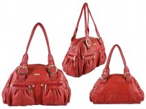 3786 RED Large C Hide Shoulder Bag With 4 Pocket