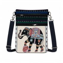 LL-122 LIGHT PINK TRADITIONAL ELEPHANT PRINT CANVAS SHOULDER BAG