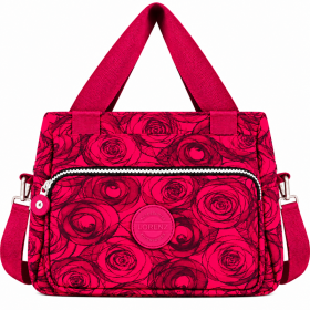 2503 Pink Rose Crinkled Nylon H'Bag With Shoulder Strap (New)