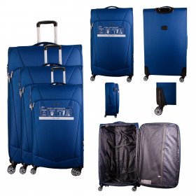 T-SC-02 NAVY BLUE SET OF 3 TRAVEL TROLLEY SUITCASES