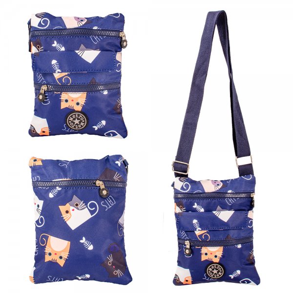 LL-46P NAVY RND X-BODY BAG WITH ADJUSTABLE STRAP