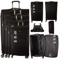 T-SC-04 BLACK TRAVEL TROLLEY SUITCASE SET OF 4  T-SC-04 BLACK TRAVEL TROLLEY SUITCASE SET OF 4