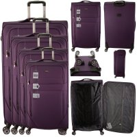 T-SC-04 DARK PURPLE TRAVEL TROLLEY SUITCASE SET OF 4  T-SC-04 DARK PURPLE TRAVEL TROLLEY SUITCASE SET OF 4