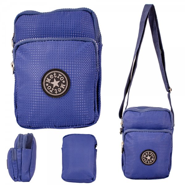 LL-222 NAVY RND X-BODY BAG WITH ADJUSTABLE STRAP