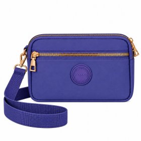 2439 Navy Mini Triple Zip Round XBody Bag With Wrist Strap (New)