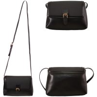 5828 ALL BLACK FAUX LEATHER HANDBAG