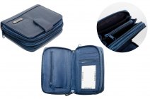 3704 NAVY RFID - Twin Zip Cw Hide Purse Wallet with Tab