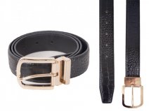 2734 BLACK 1.25” CROC GRAIN BELT WITH GILT BUCKLE L