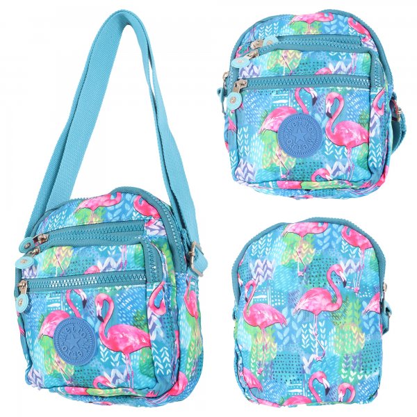 LL-224F TEAL FLAMINGO SHOULDER BAG