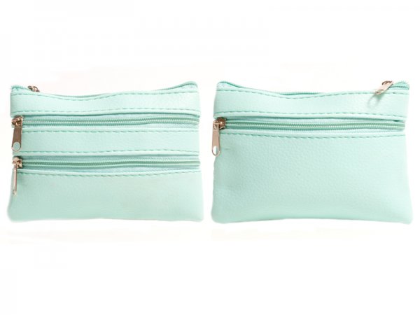 1506 Grained PU Purse with 4 Zips & Keyring MINT
