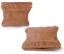 LEATHER SNAP PURSE TAN