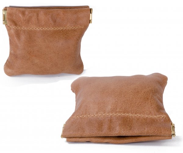 LEATHER SNAP PURSE TAN