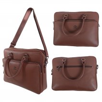 6891 BROWN LEATHER LORENZ LAPTOP BAG