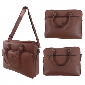 6891 BROWN LEATHER LORENZ LAPTOP BAG