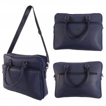 6891 NAVY BLUE LEATHER LORENZ LAPTOP BAG