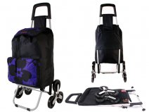 6960 WINTER PURPLE FLOWERS 6 Wheel Stair Climber Shopping Trolle
