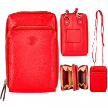 0593 ROSSO PEBBLE LEATHER RFID X-BODY PHONE/ACCESSORY PURSE