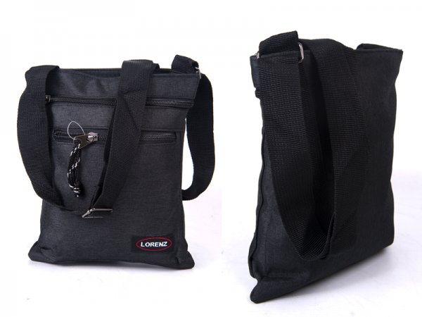 2510 BLACK shoulder bag with 3 zips, adj strap