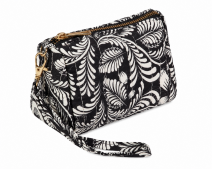 2322 Black Floral Quilted Multi-Use Pouch