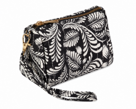 2322 Black Floral Quilted Multi-Use Pouch