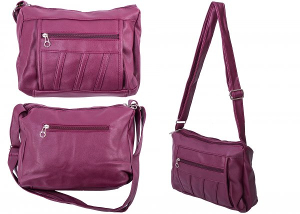 5733 TWIN TOP ZIP PU BAG WTH FRONT & BCK ZIP BURGUNDY