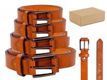 2708 TAN 1'' ALL SIZE BELT WITH GUN METAL BUCKLE BOX OF 12