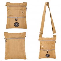 LL-46 KHAKI RND X-BODY BAG WITH ADJUSTABLE STRAP