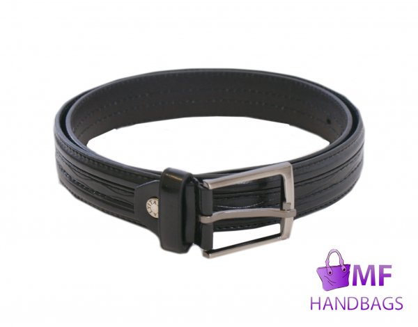 2726-BLACK 1.25" BELT WITH STITCH & EMBOSS