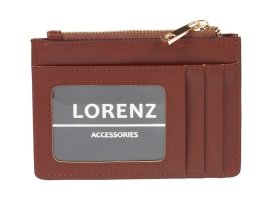 7296 Brown Lorenz Leather Zip Card Holder