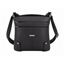 5876 Black Leather Grn PU Twin Top Zip Bag,4 Zipped Pockets(New)