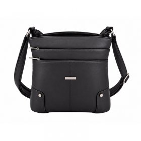 5876 Black Leather Grn PU Twin Top Zip Bag,4 Zipped Pockets(New)