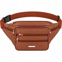 1442 Brown Leather Bum Bag W/6 Zips (New) 1442 Brown Leather Bum Bag W/6 Zips (New)