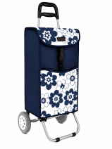 6961/S Navy Large Flowers 2 Wheel Shopping Trolley