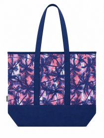 3407/Blue Palm Trees Top Zip Tote/Beach