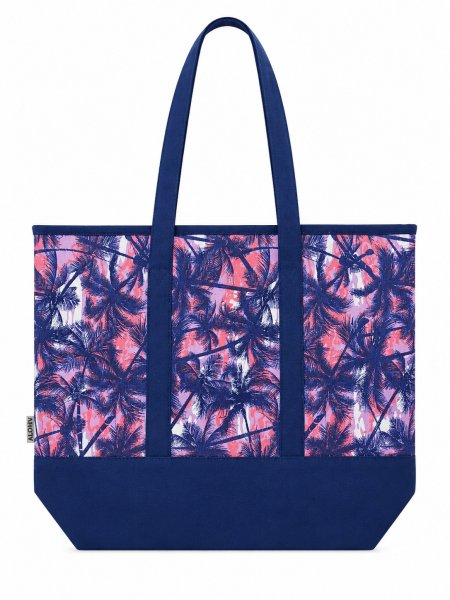 3407/Blue Palm Trees Top Zip Tote/Beach