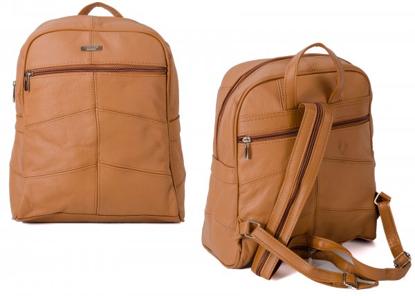 3759 TAN LARGE BACKPACK WITH LARGE TOP ZIP