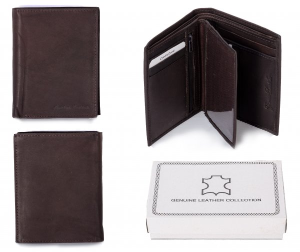 021RFID BROWN LONDON LEATHER WALLET W/ 2 CC FLAPS