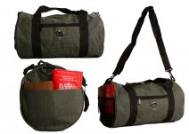 2633 DARK GREEN 40 CM BARRELL HOLDALL WITH FRONT ZIP POCKET