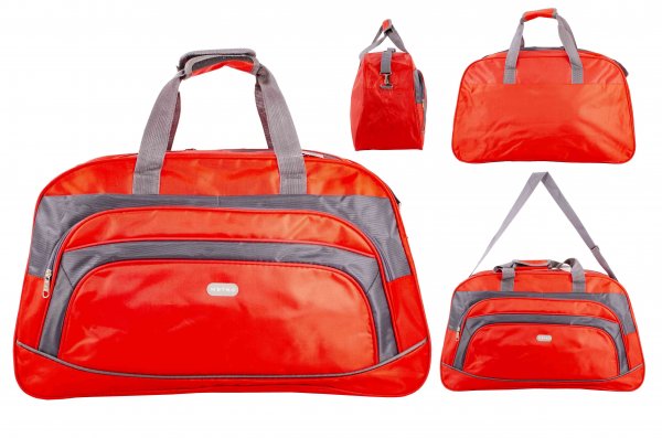 163L RED/GREY LARGE HOLDALL UNISEX BAG WITH ADJUSTABLE STRAP