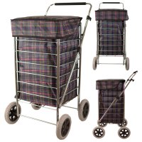 ST-FOUR-01 NAVY CHECKERED SHOPPING TROLLEY