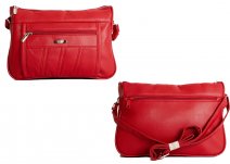 5862 RED PU TWIN TOP ZIP BAG WTH BK & FRNT ZIPS