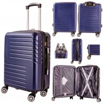 T-HC-C-12 NAVY CABIN-SIZE TRAVEL TROLLEY SUITCASE