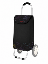 6958/W BLACK FLORAL LINES SHOPPING TROLLEY