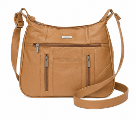 3734 Tan Lorenz Cow Hide Twin Top Zip Bag