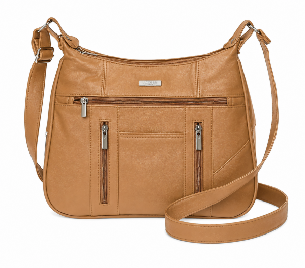 3734 Tan Lorenz Cow Hide Twin Top Zip Bag