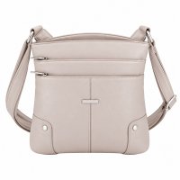 5876 Taupe Leather Grn PU Twin Top Zip Bag,4 Zipped Pockets(New) 5876 Taupe Leather Grn PU Twin Top Zip Bag,4 Zipped Pockets(New)
