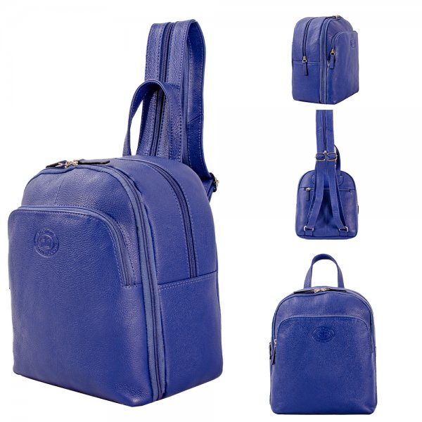 0598 AZURE PEBBLE LEATHER 2 TOP ZIP RND RFID SHOULDER/BACKPACK